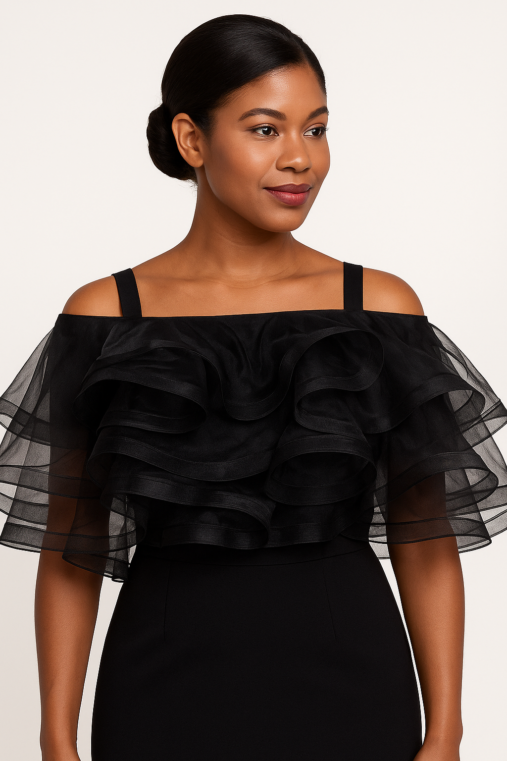 Midnight Romance Ruffle Dress