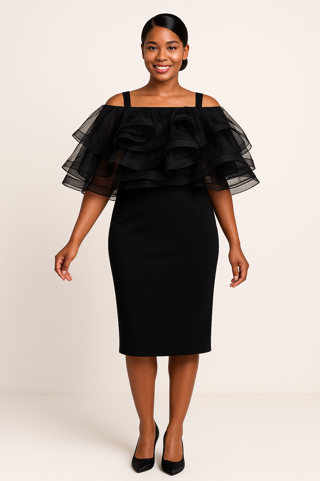 Midnight Romance Ruffle Dress