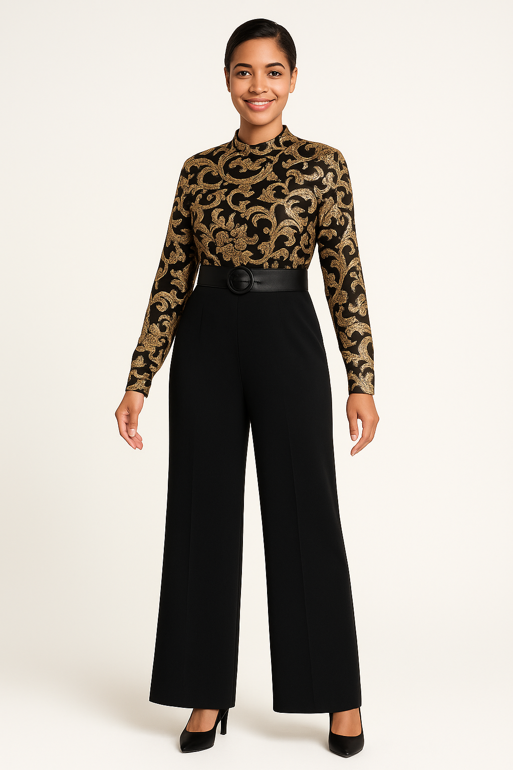 Midnight Baroque Wide-Leg Set