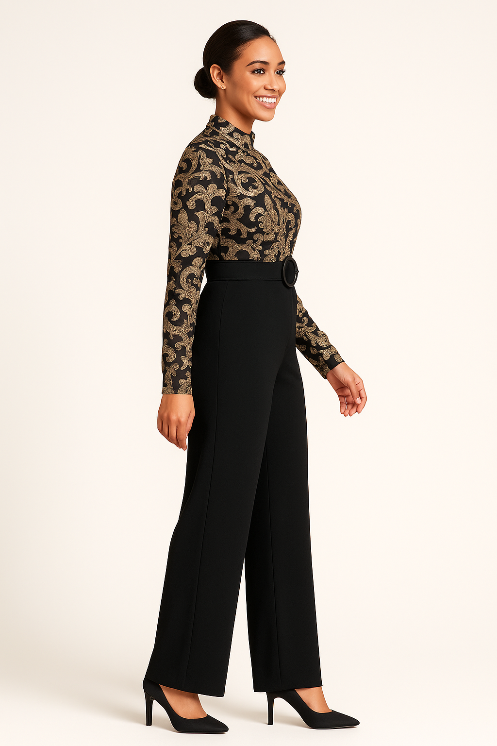 Midnight Baroque Wide-Leg Set