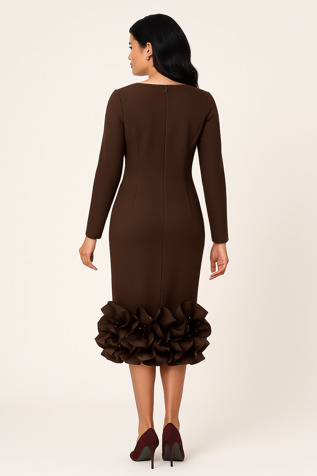 Chocolate Luxe Ruffle Dress
