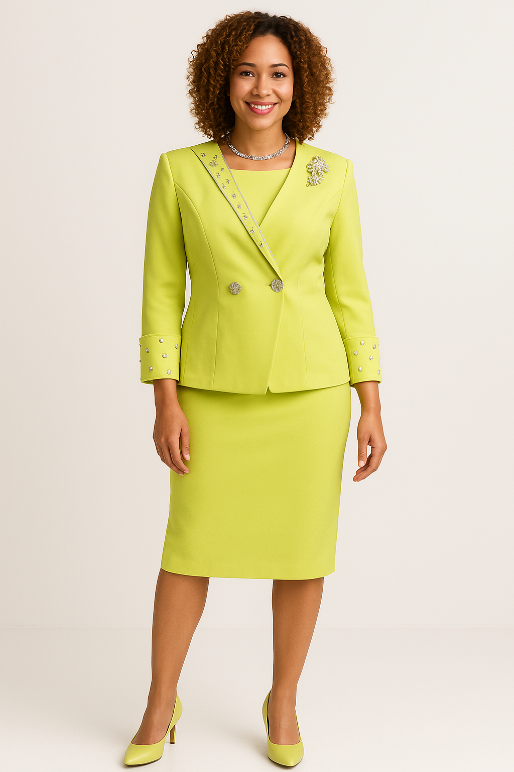 Citrus Luxe Embellished Skirt Set