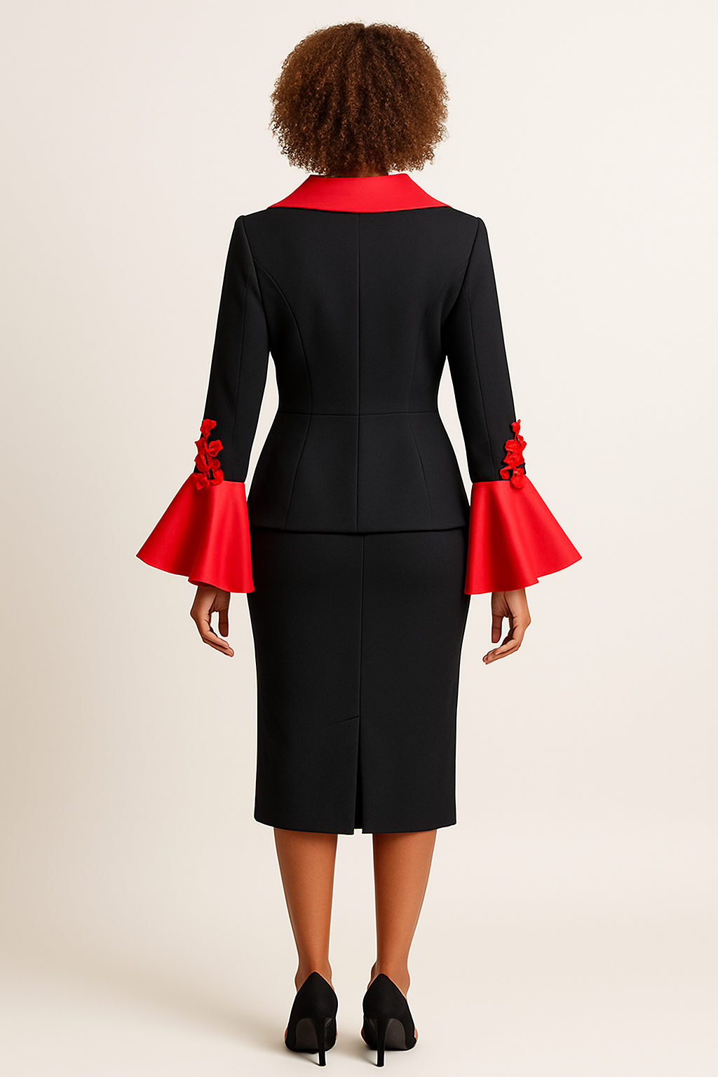 Crimson Elegance Skirt Suit