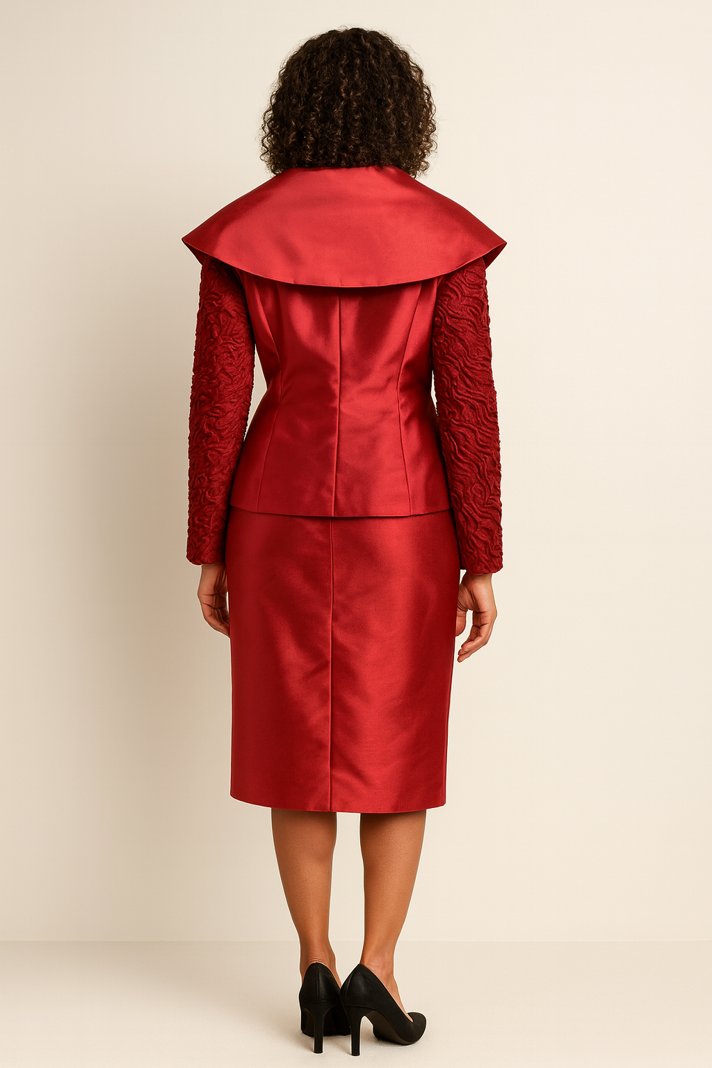 Crimson Luxe Textured Skirt Set