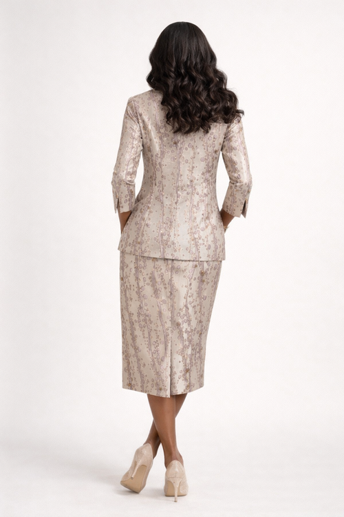 Champagne Blush Brocade Elegance Suit