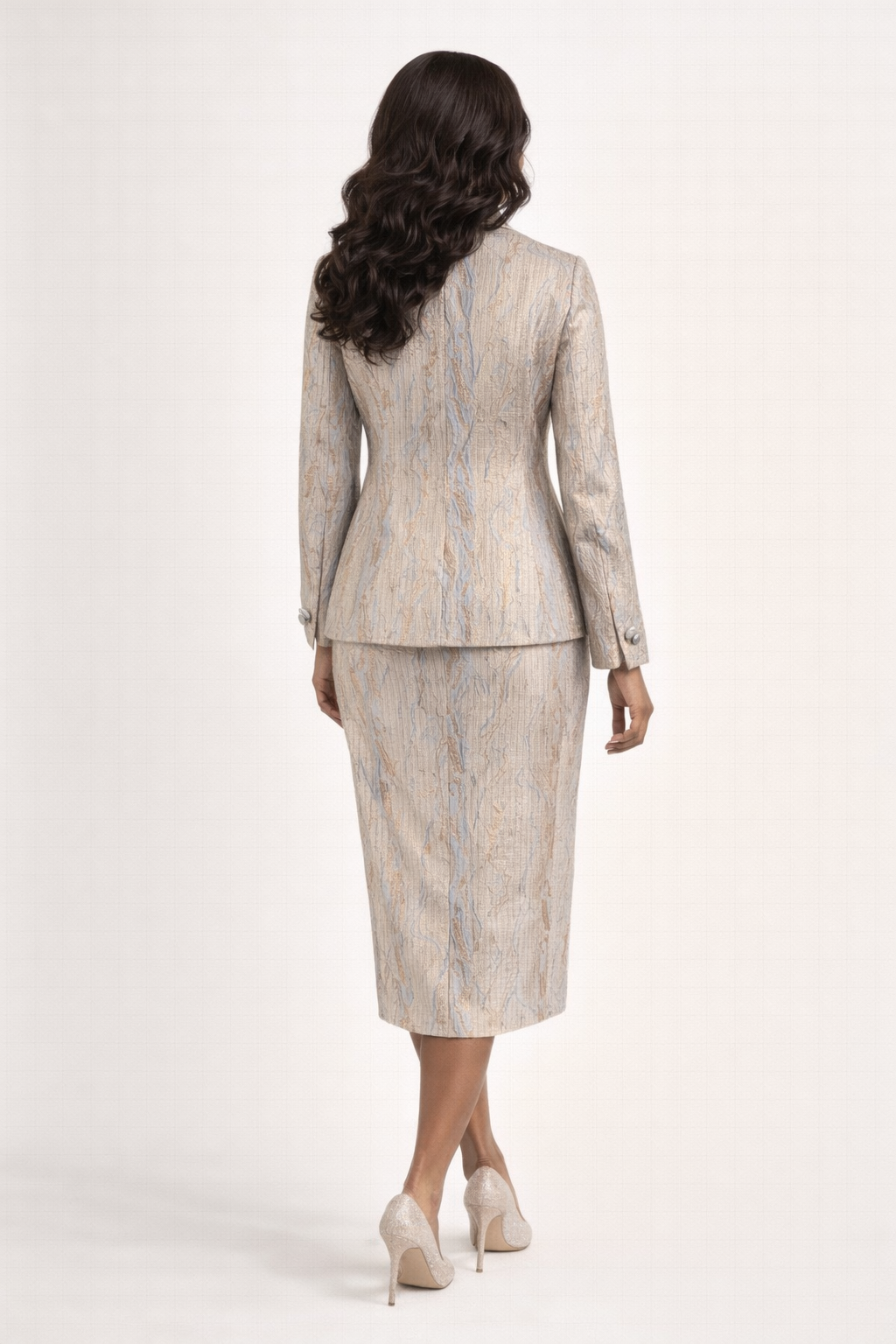 Champagne Veil Textured Couture Suit
