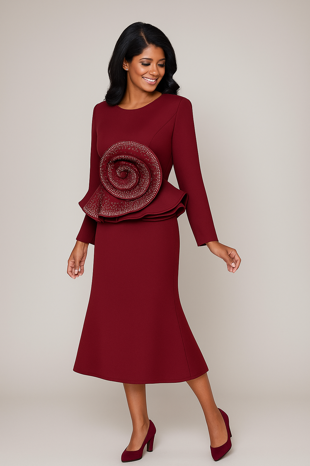 Crimson Royale Statement Dress