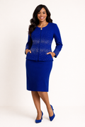 Royal Sapphire Crystal Skirt Suit