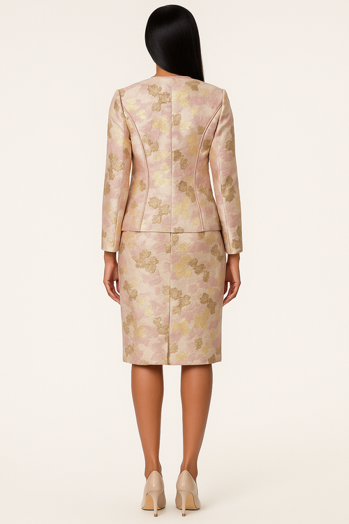 Blush Gold Garden Jacquard Suit