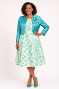 Turquoise Whimsy Polka Flare Dress Set