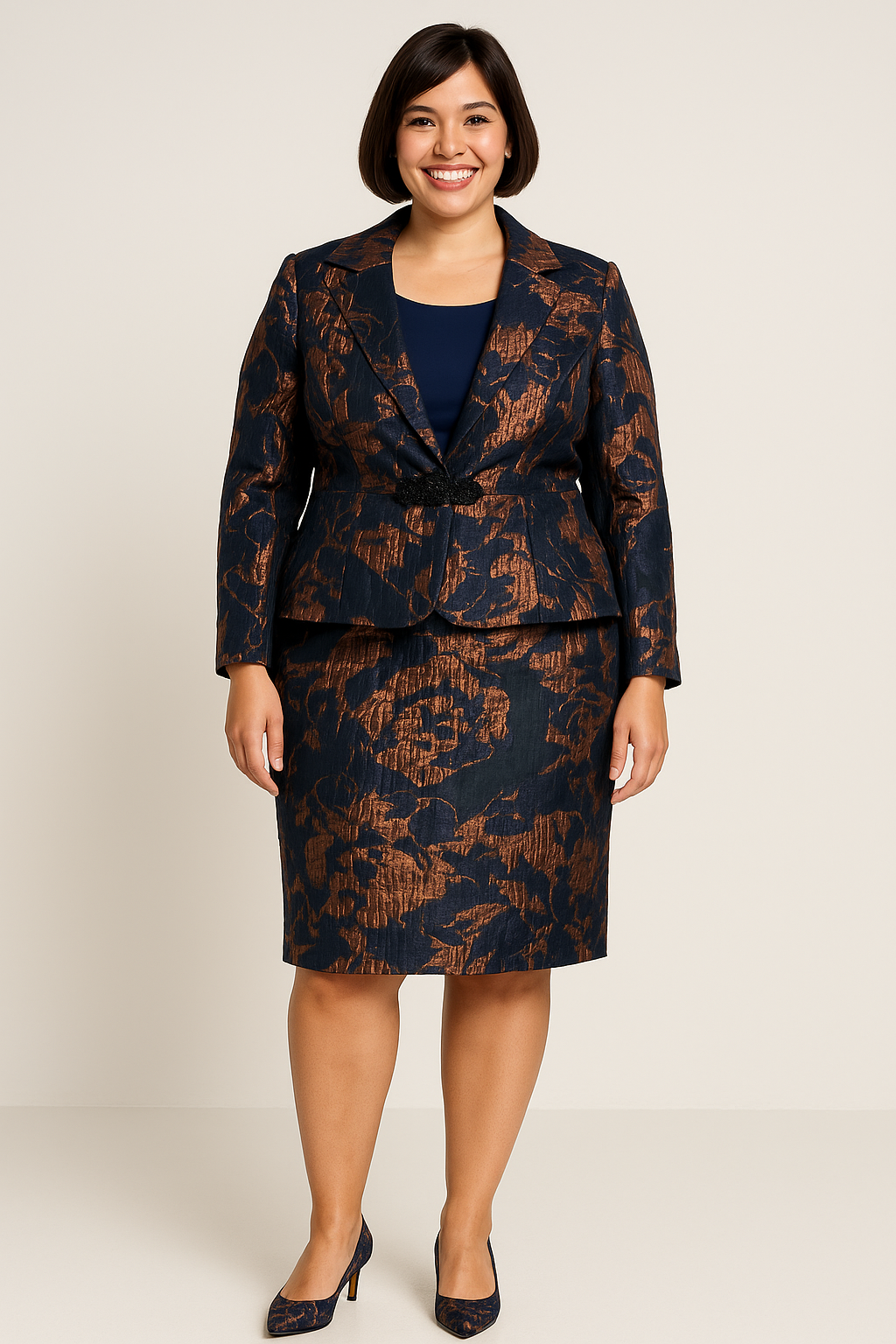 Midnight & Copper Majesty Skirt Suit