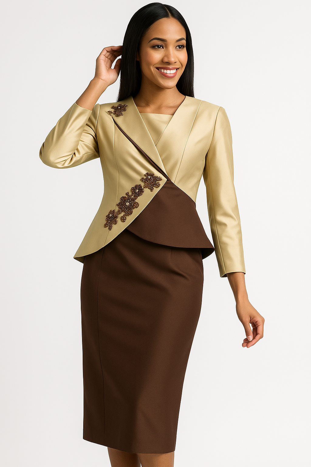 Golden Mocha Elegance Skirt Set